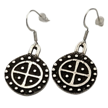 Sun Wheel bronze earrings Silver plating