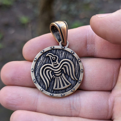 Raven Banner bronze pendant   