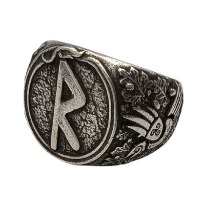 Raido rune signet ring