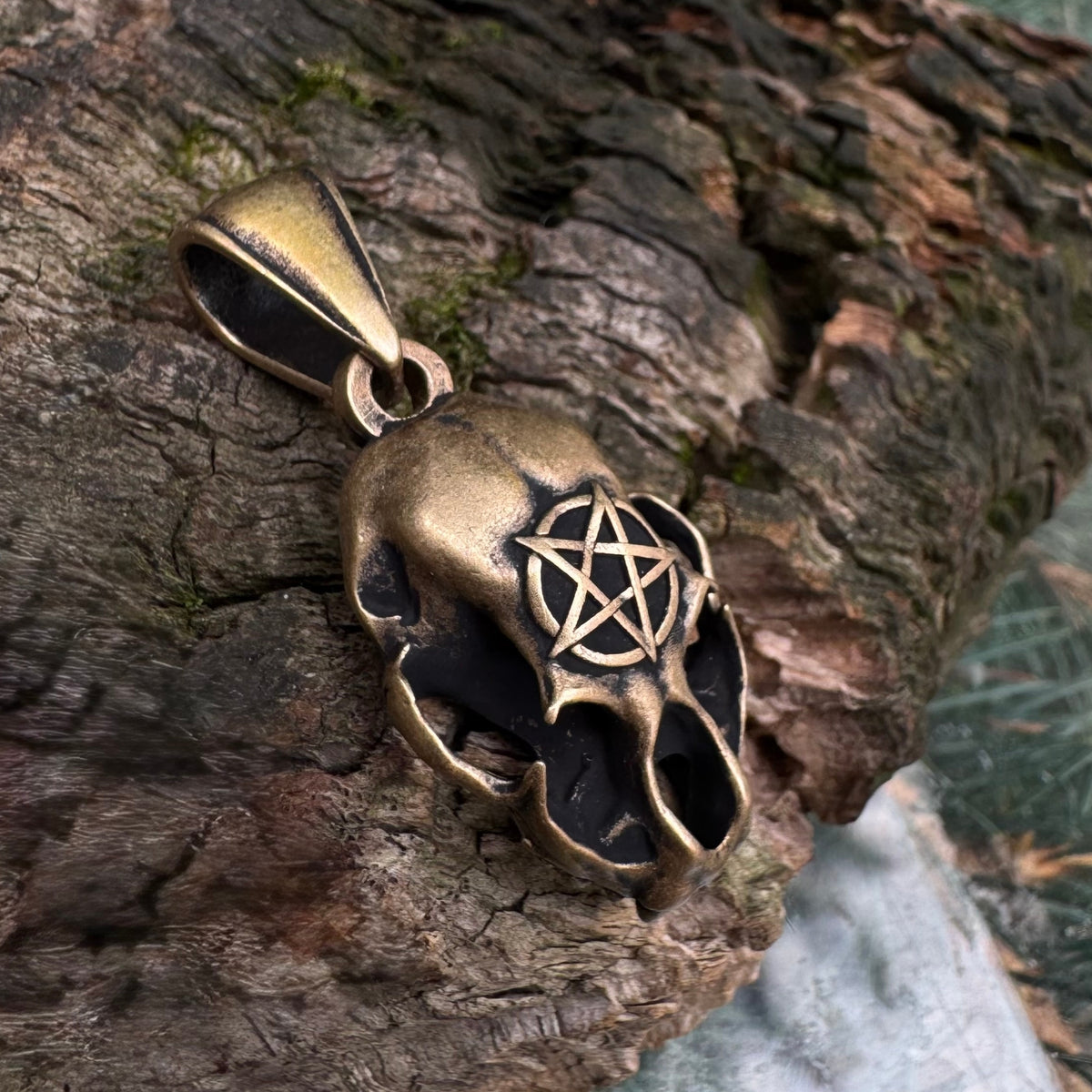 Cat Skull Pentagram pendant