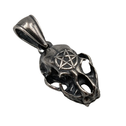 Cat Skull Pentagram pendant Silver plating
