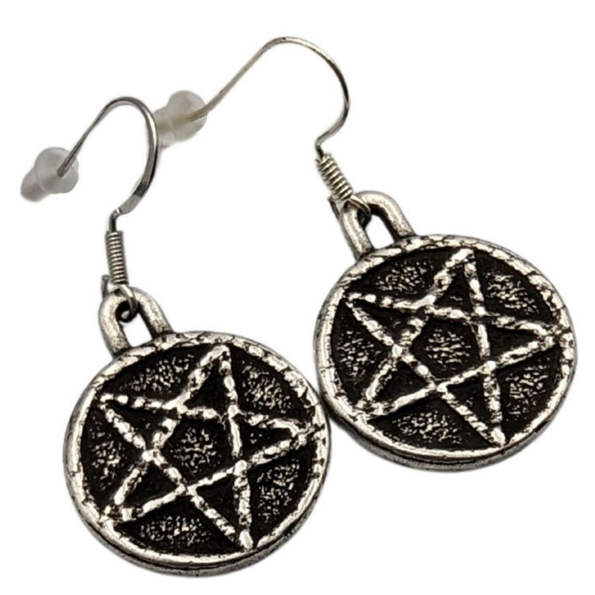 Satanic Pentagram bronze earrings Silver plating