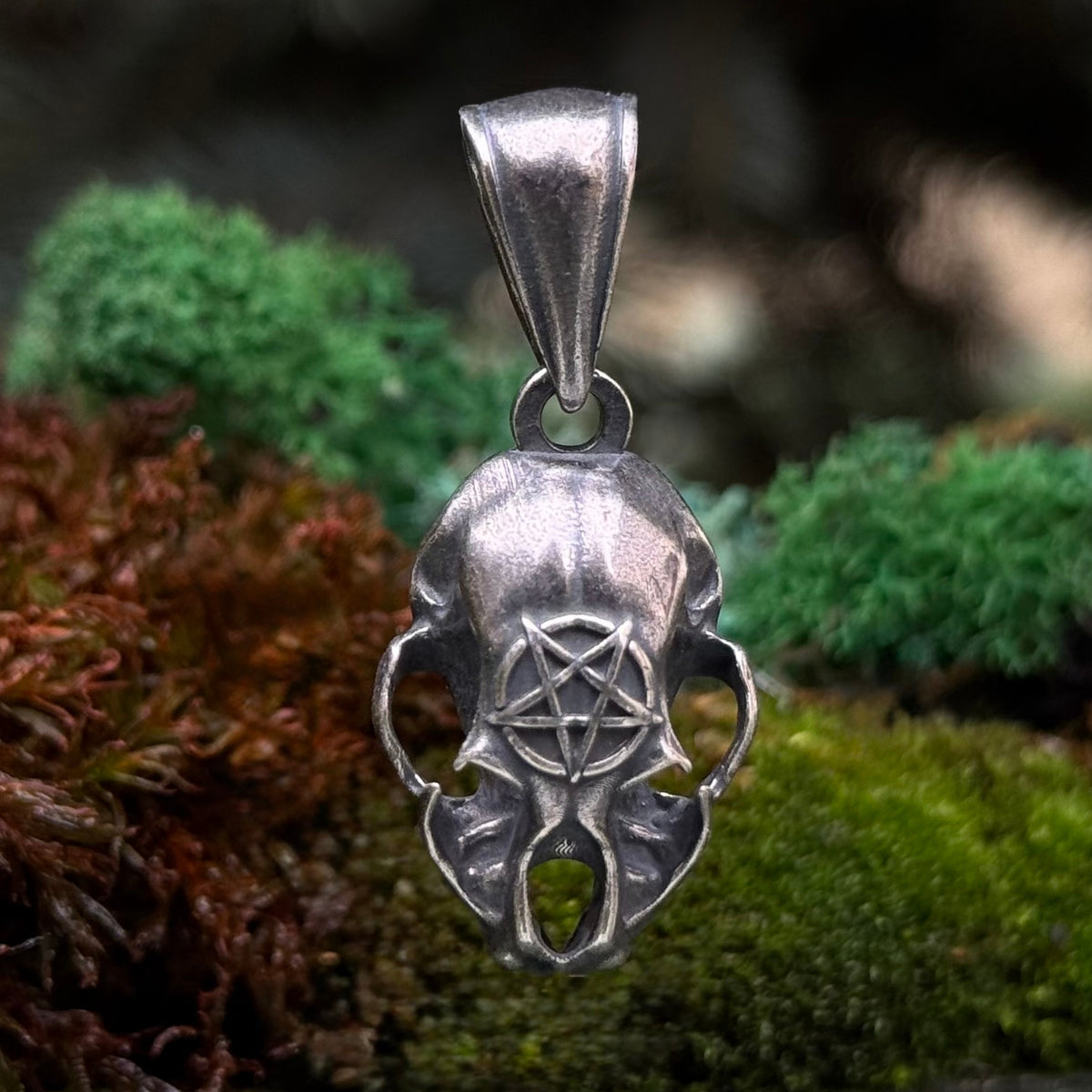 Cat Skull Pentagram pendant