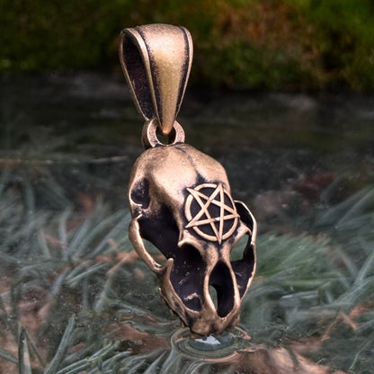 Cat Skull Pentagram pendant