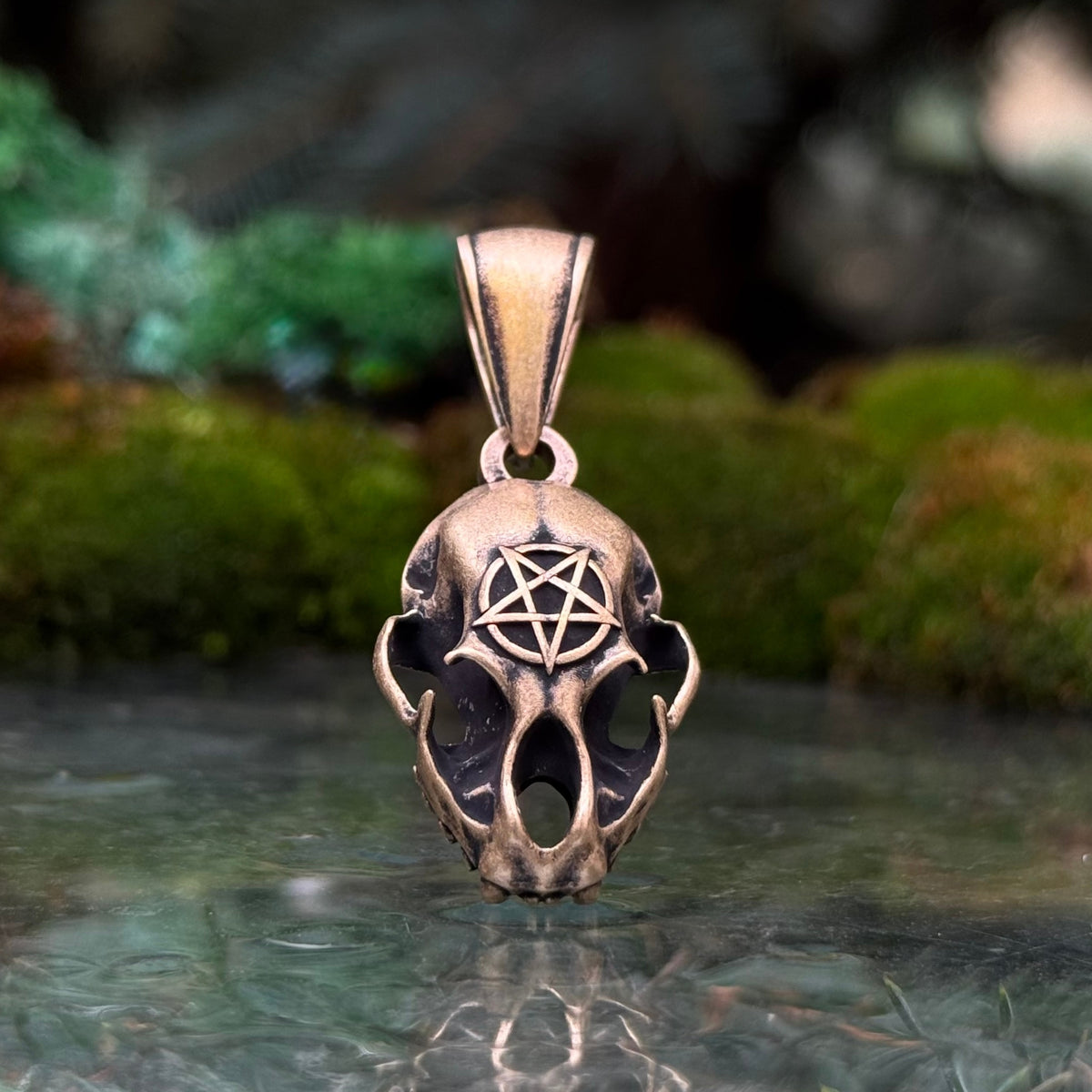 Cat Skull Pentagram pendant