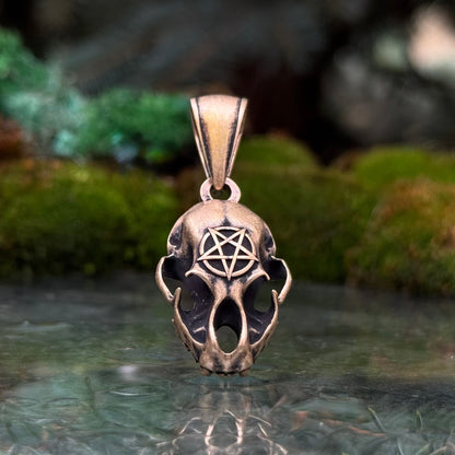 Cat Skull Pentagram pendant