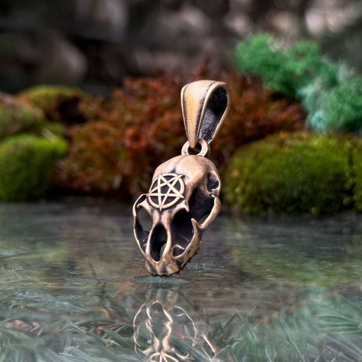 Cat Skull Pentagram pendant