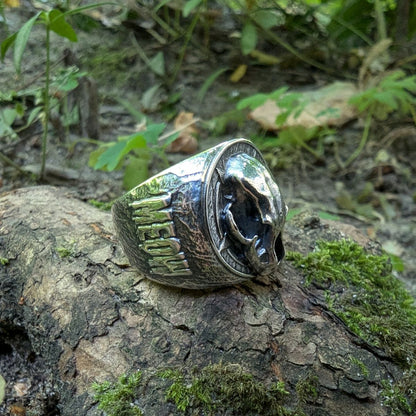 Cat skull signet ring