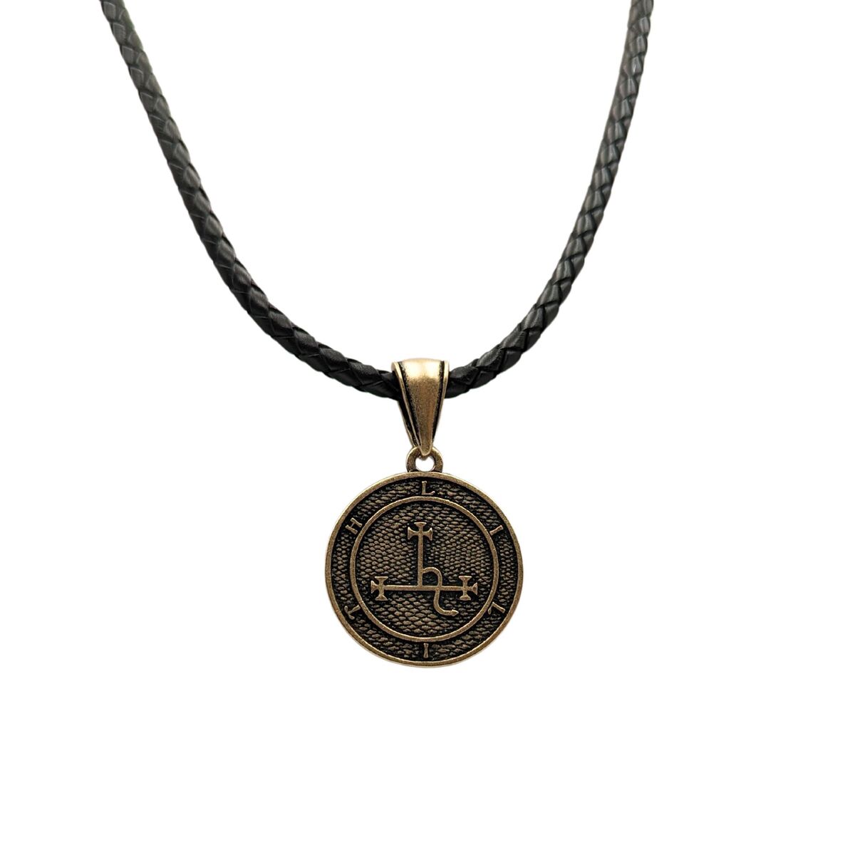 Lilith sigil bronze pendant Bronze with braided necklace 