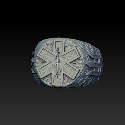 Tactical medic ring 6 US Silver 925