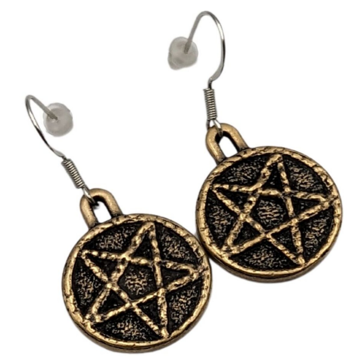 Satanic Pentagram bronze earrings Bronze