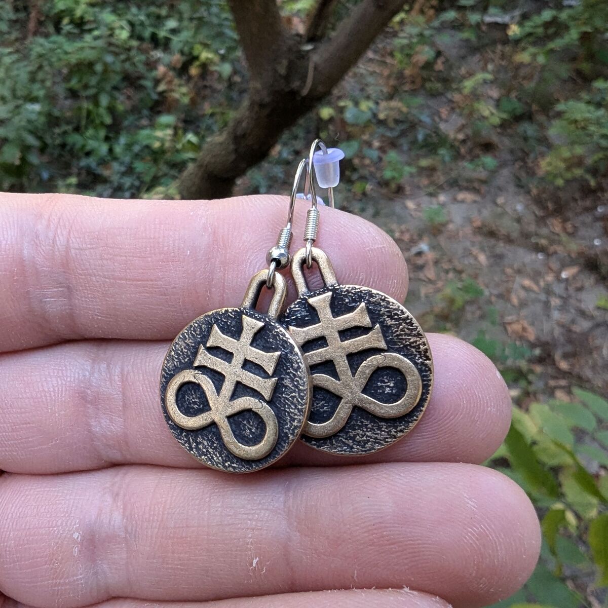 Leviathan's Cros bronze earrings