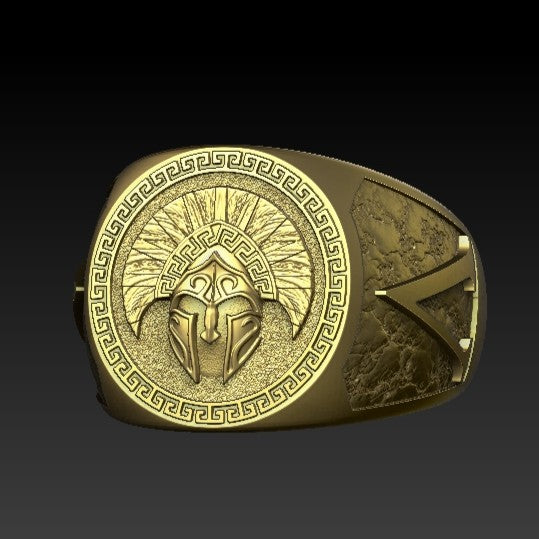 Spartan warrior helmet ring 6 US Gold plating