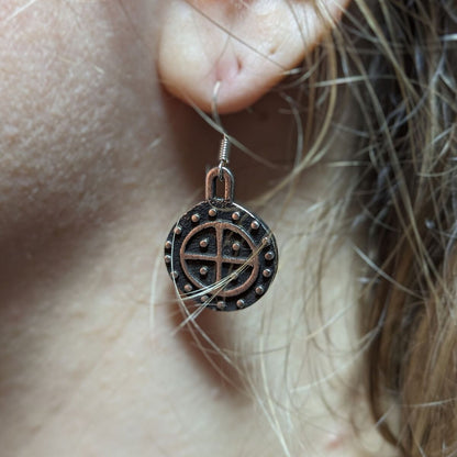 Sun Wheel bronze earrings