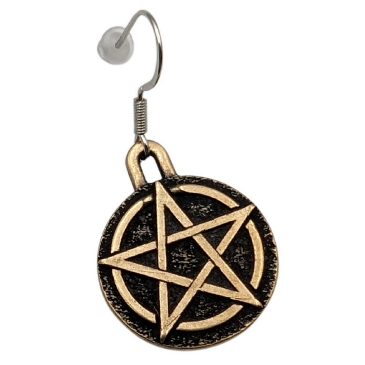 Wiccan Pentacle bronze earrings