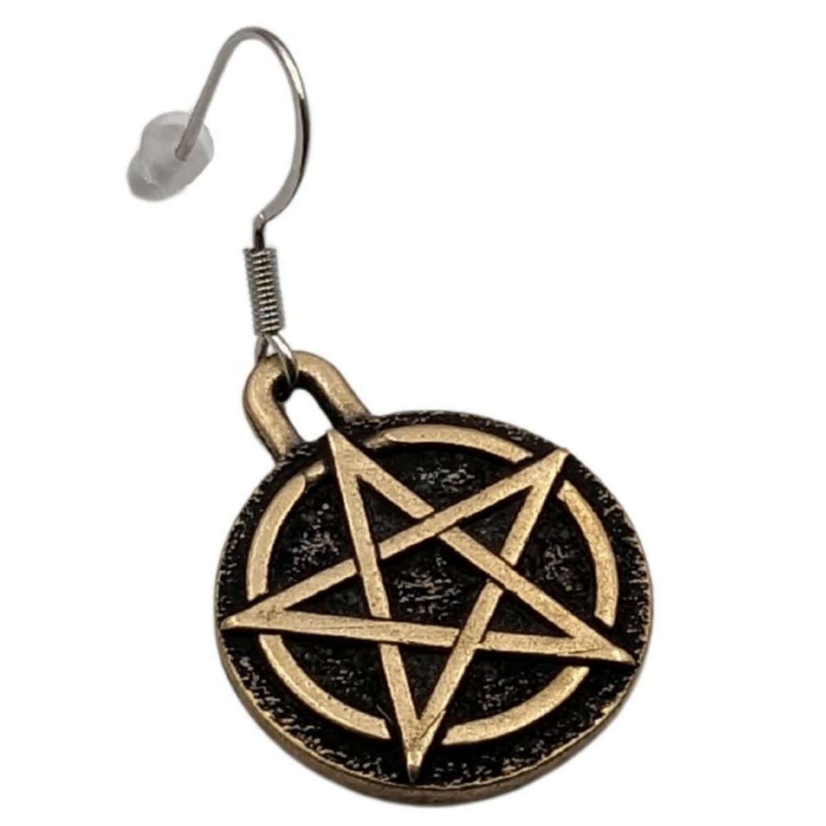 Wiccan Pentacle bronze earrings