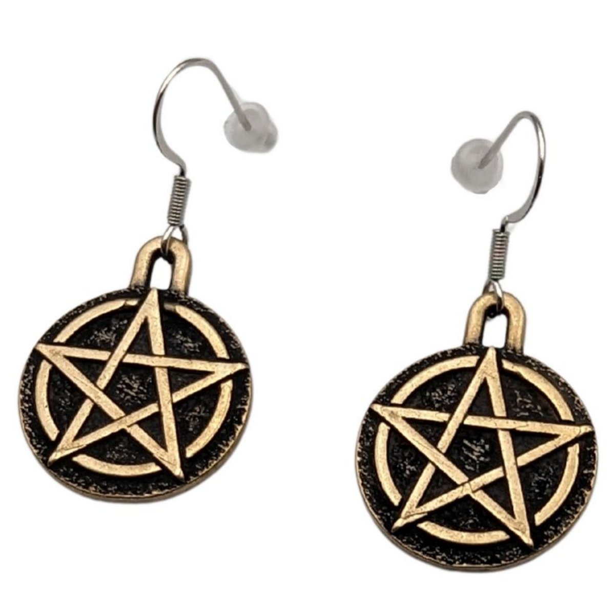 Wiccan Pentacle bronze earrings