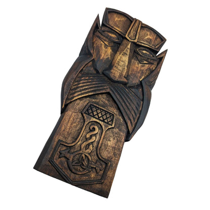 Thor carving wood wall panel