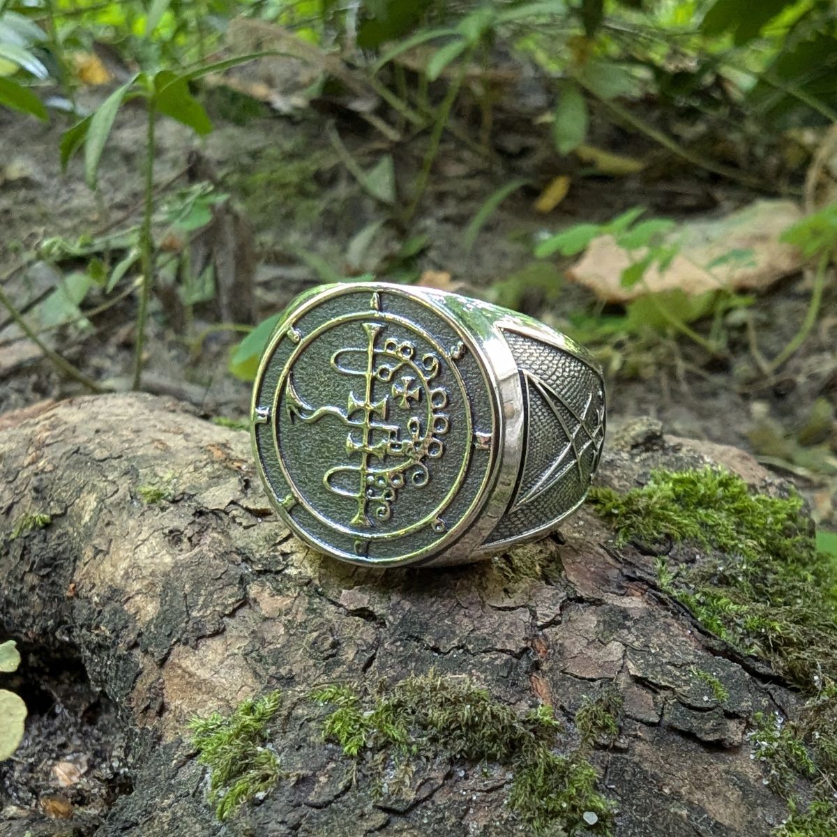 Asmodeus demon sigil ring from silver