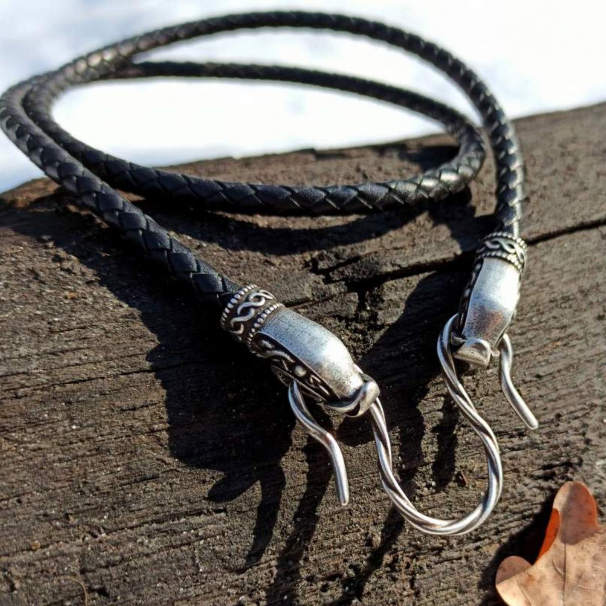 Norse Dragon leather necklace