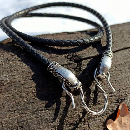 Norse Dragon leather necklace