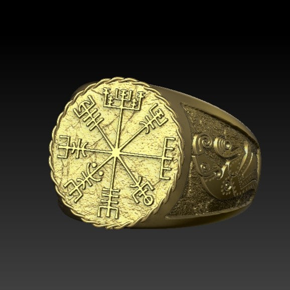 Vegvisir signet ring Viking compass ring 6 US Gold plating