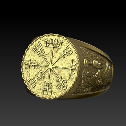 Vegvisir signet ring Viking compass ring 6 US Gold plating