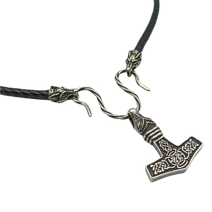 Bronze Mjolnir replica pendant Wolf necklace Silver plating 