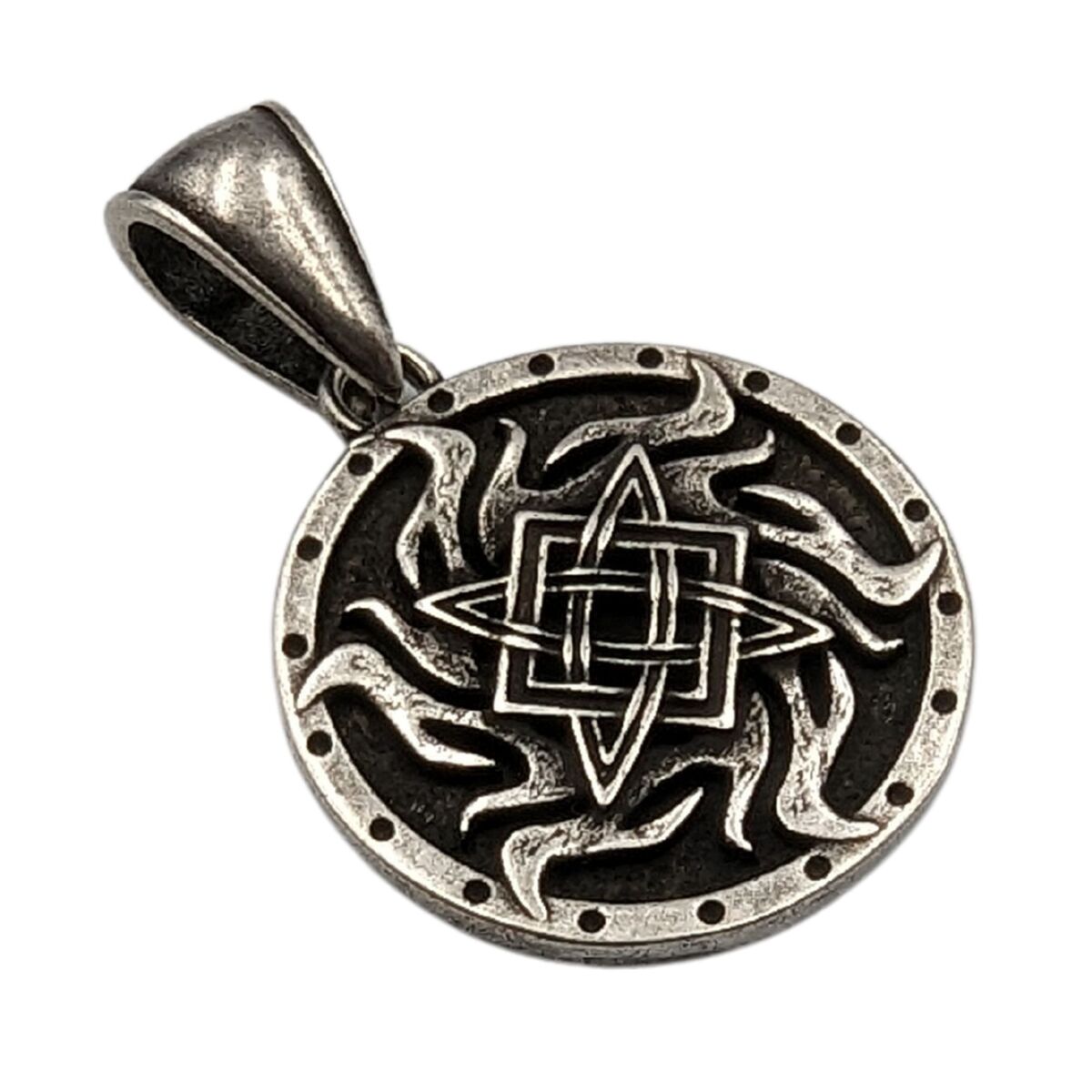 Svarog symbol bronze pendant Silver plating Only pendant 