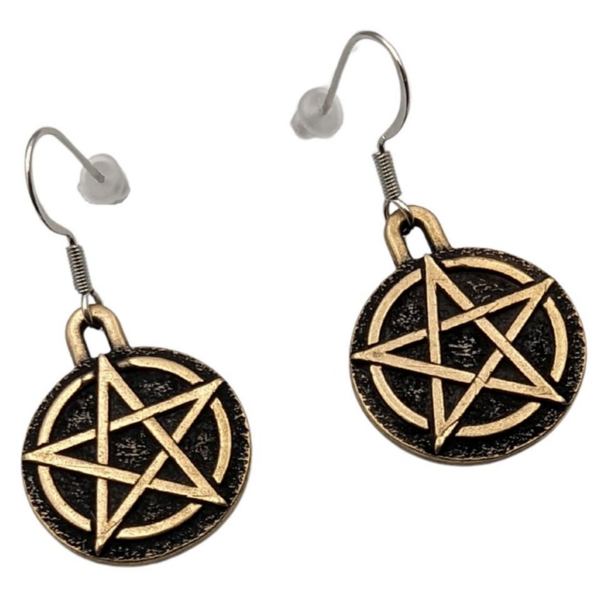 Wiccan Pentacle bronze earrings