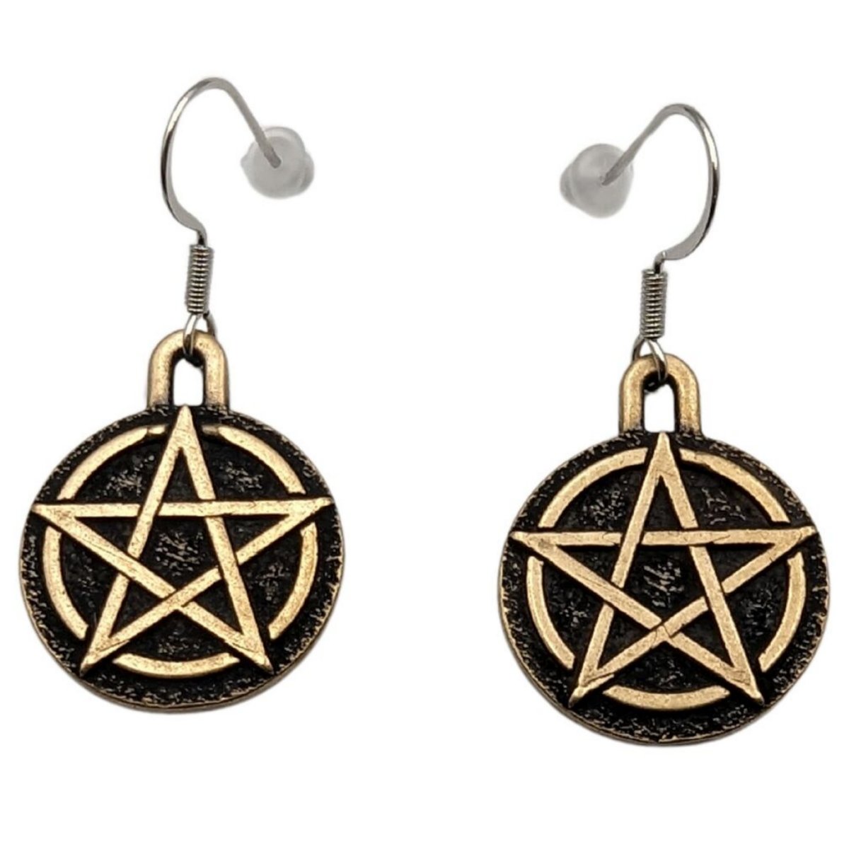 Wiccan Pentacle bronze earrings Bronze