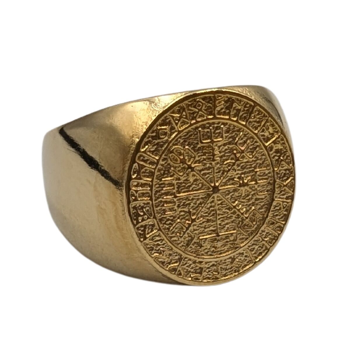 Vegvisir in Elder Futhark circle bronze ring