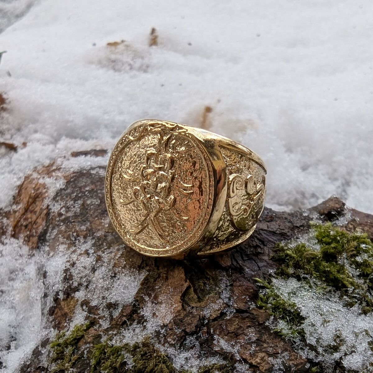 Mask of Odin Signet bronze ring