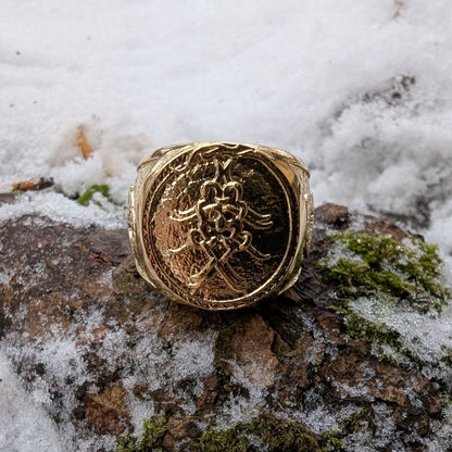 Mask of Odin Signet bronze ring