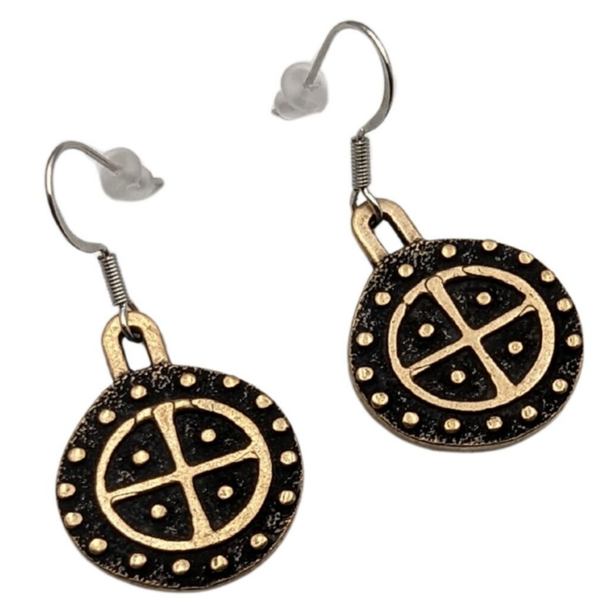 Sun Wheel bronze earrings