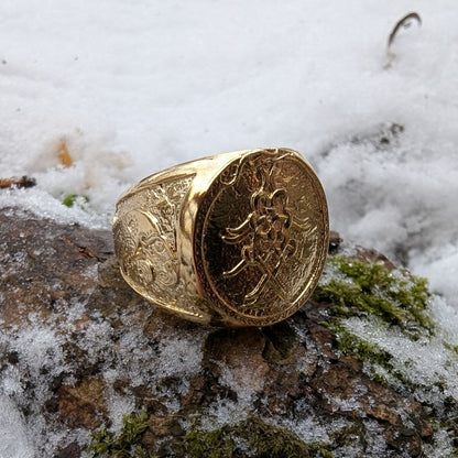 Mask of Odin Signet bronze ring