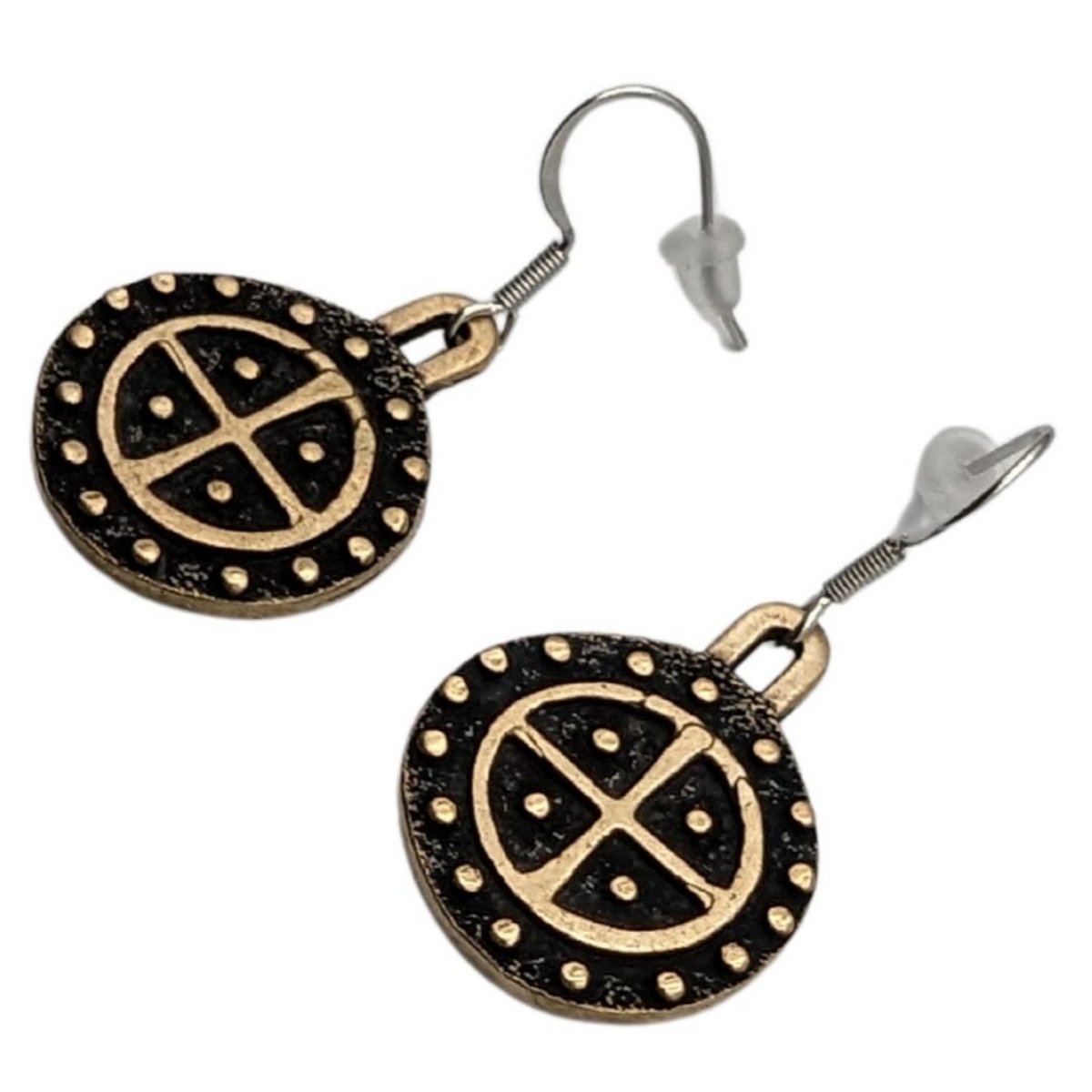 Sun Wheel bronze earrings