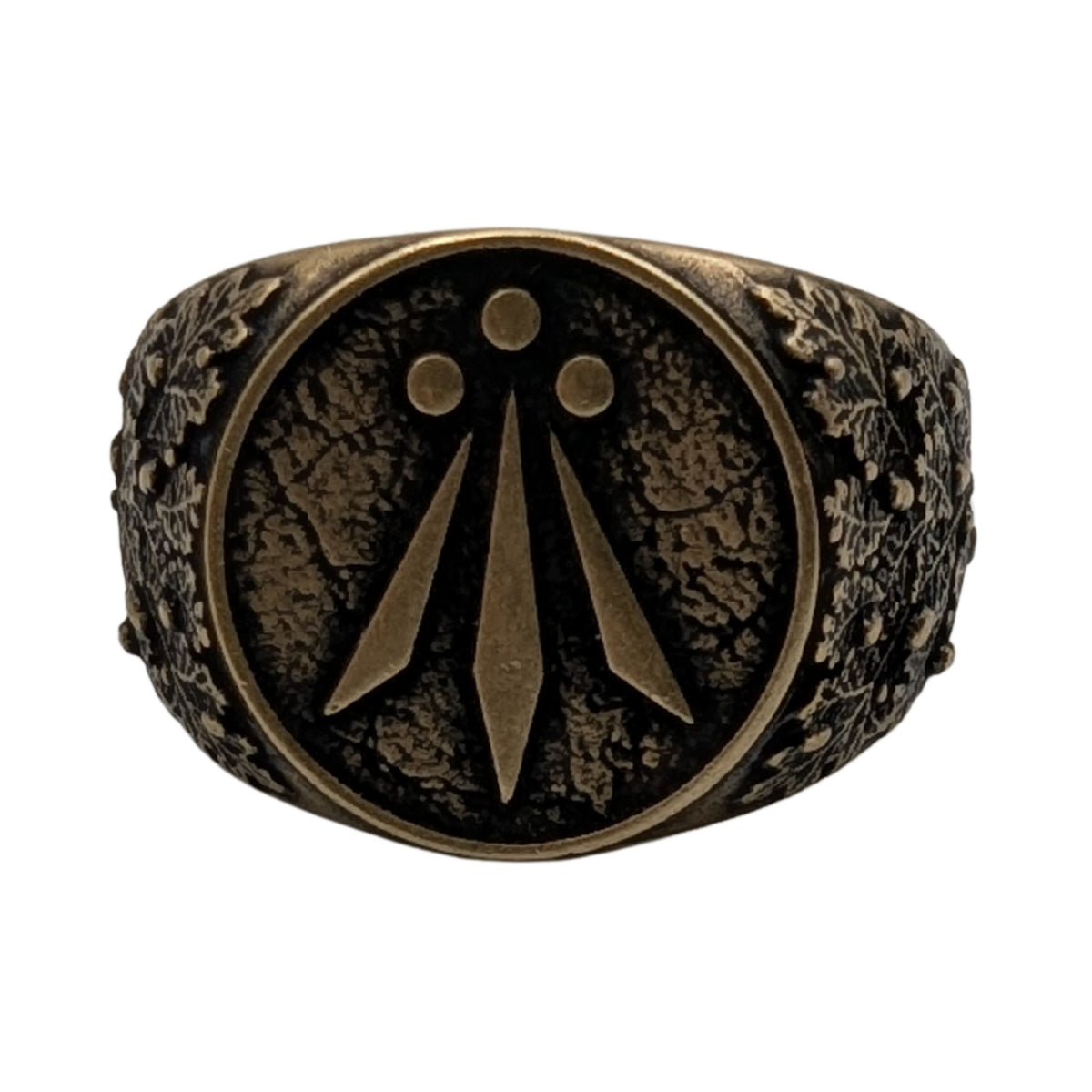 Awen signet ring 6 US Bronze with patina