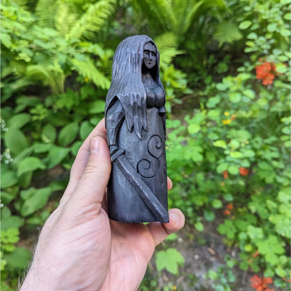 Morrigan goddess wooden figurine
