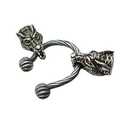 Viking wolf necklace clasp from silver