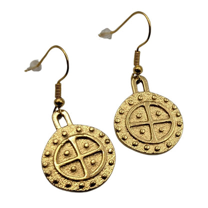 Sun Wheel bronze earrings Gold plating