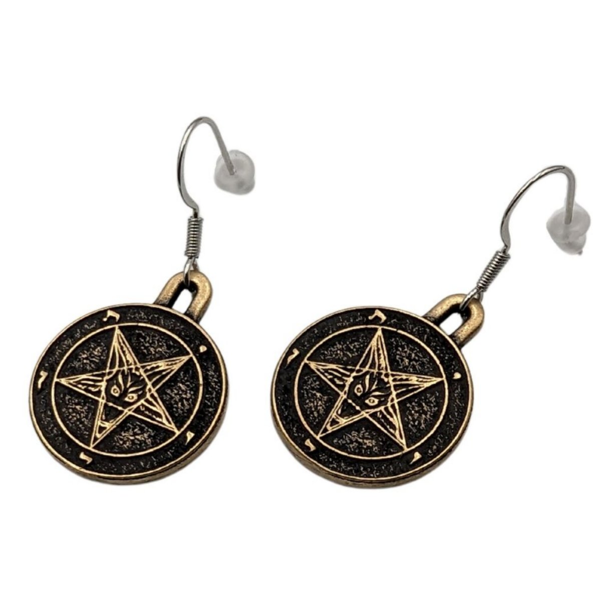 Baphomet symbol bronze earrings Bronze