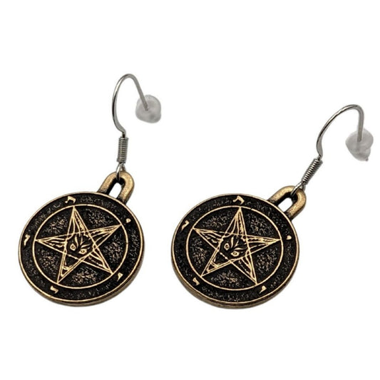 Baphomet symbol bronze earrings Bronze