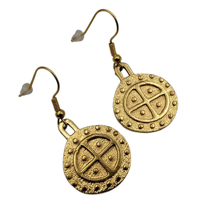 Sun Wheel bronze earrings