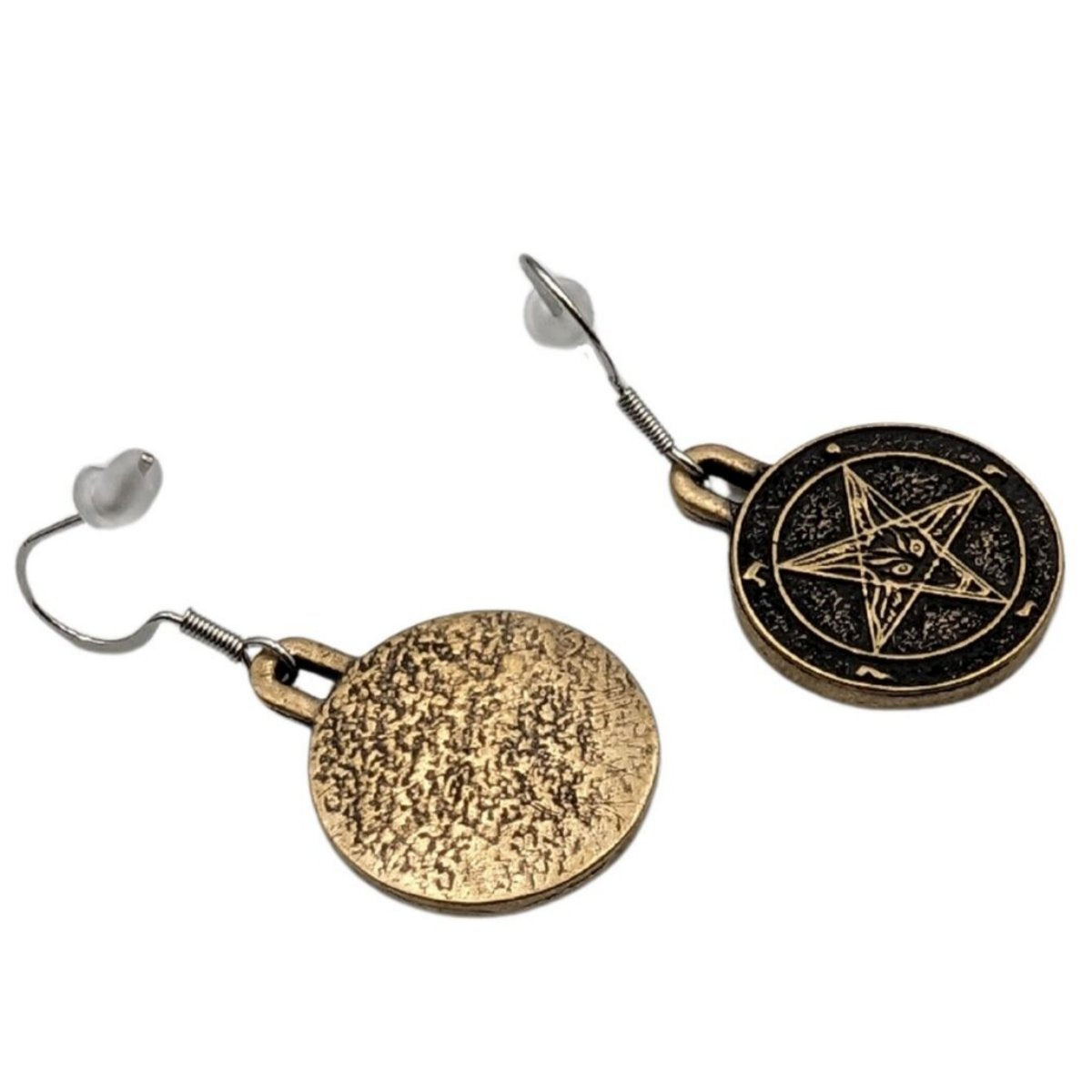 Baphomet symbol bronze earrings