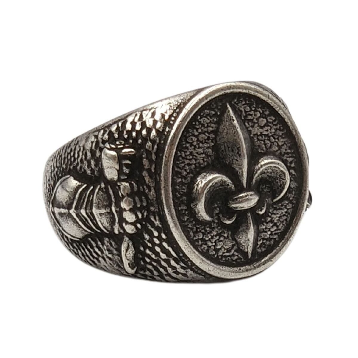 Fleur de Lys signet bronze ring   