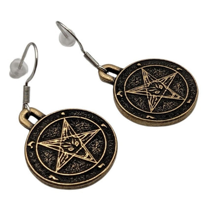 Baphomet symbol bronze earrings