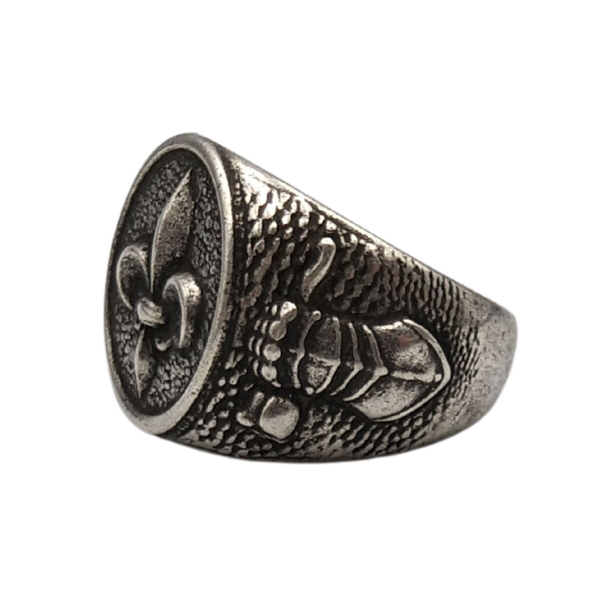 Fleur de Lys signet bronze ring   