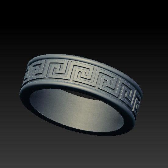 Ancient Greek ornament V1 ring 7 US Silver 925