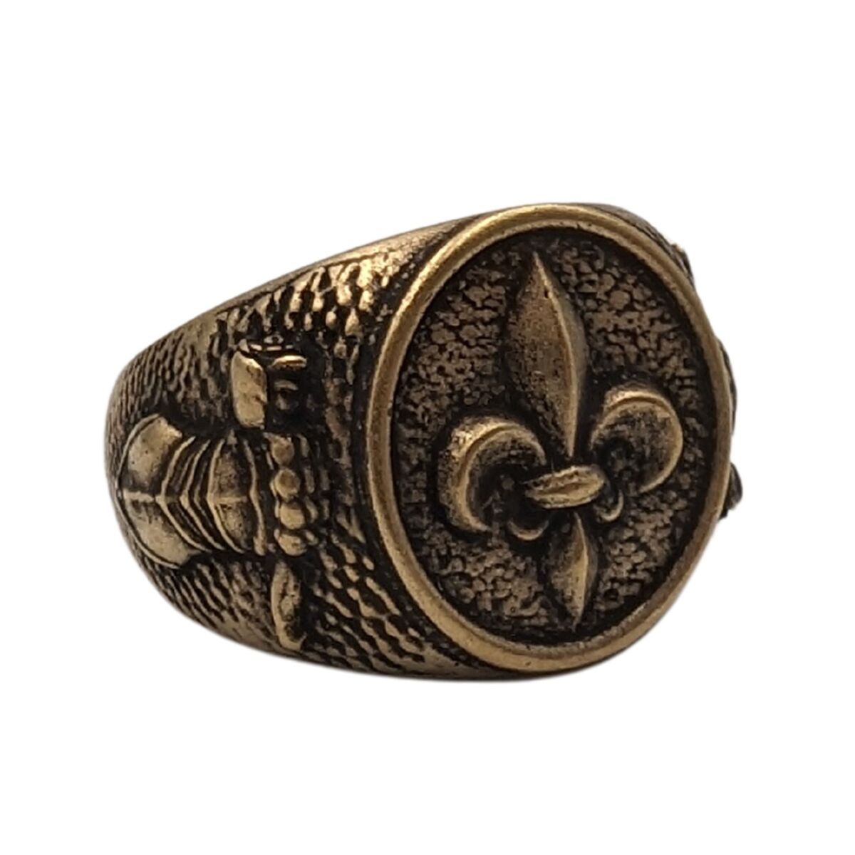 Fleur de Lys signet bronze ring   